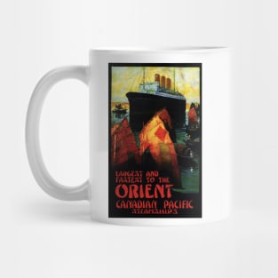 Largest Fastest to the Orient Steamships Advertising Vintage Travel Mug